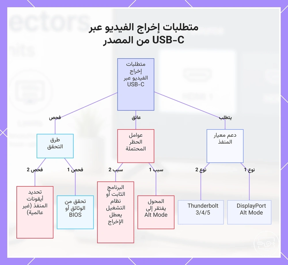 متطلبات إخراج الفيديو عبر USB-C من المصدر
