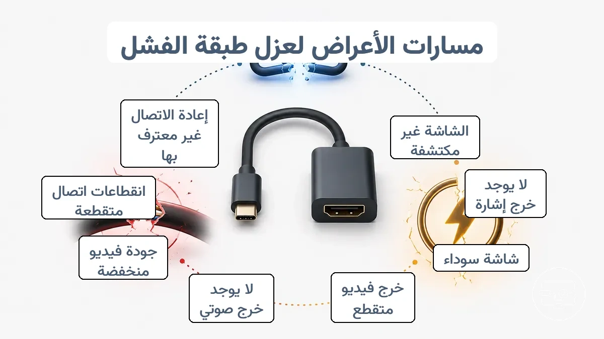 تخطيط العَرَض إلى الطبقة لاستكشاف أخطاء USB-C إلى HDMI