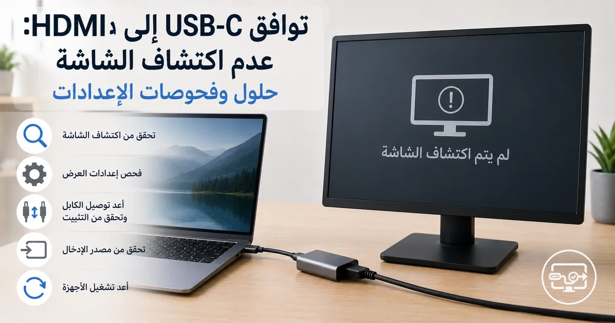 حل مشكلات USB-C إلى HDMI عند عدم اكتشاف الشاشة مع فحوصات التعرف والإعدادات