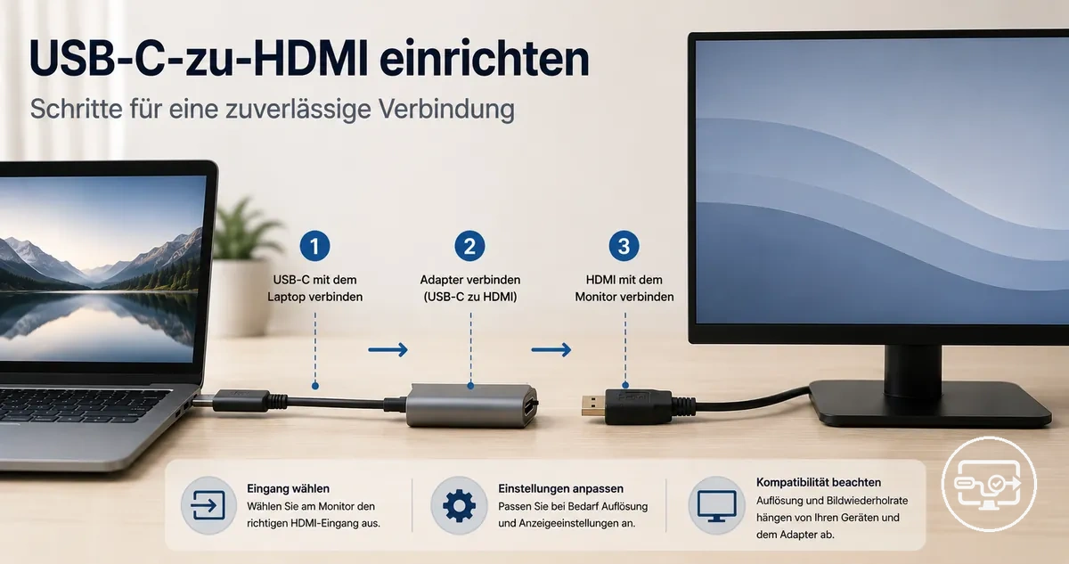 Schritt-für-Schritt-Einrichtung von USB-C zu HDMI mit korrekter Anschlussreihenfolge
