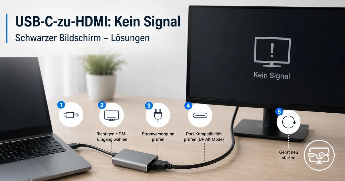 Schritte zur Behebung von USB-C-zu-HDMI ohne Signal mit Anschlussprüfungen am Display