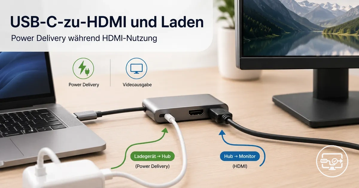 USB-C-zu-HDMI mit Laden per Power Delivery während der HDMI-Nutzung