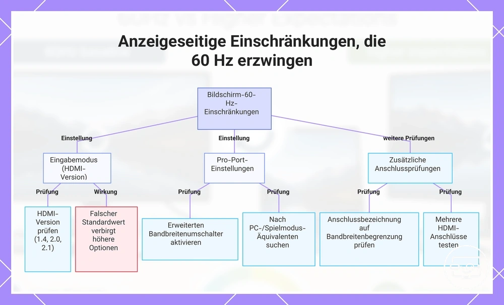 Anzeigeseitige Einschränkungen, die 60 Hz erzwingen