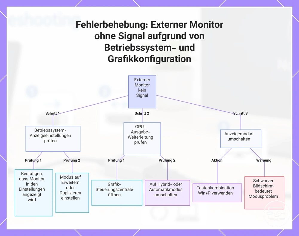 Fehlerbehebung: Externer Monitor ohne Signal aufgrund von Betriebssystem- und Grafikkonfiguration