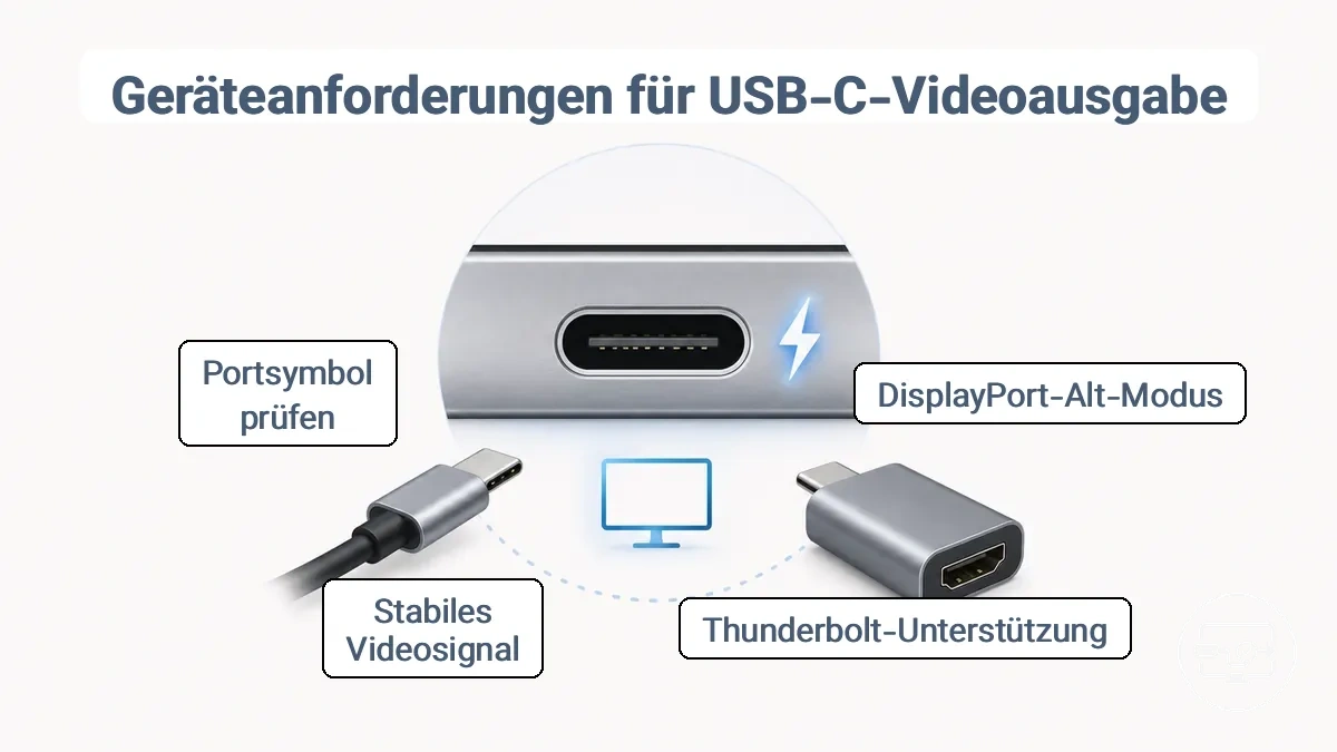 Diagramm der USB-C-Anschlussfähigkeiten für die Videoausgabe
