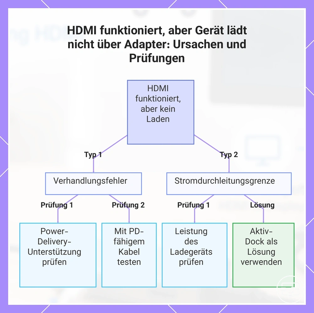 HDMI funktioniert, aber Gerät lädt nicht über Adapter: Ursachen und Prüfungen