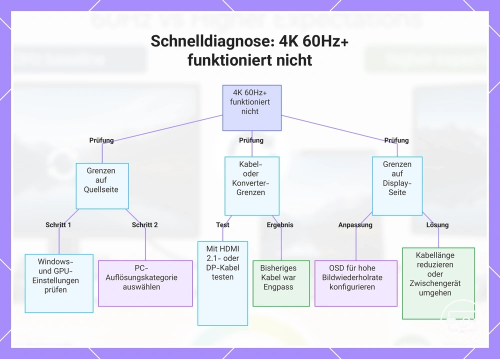 Schnelldiagnose: 4K 60Hz+ funktioniert nicht