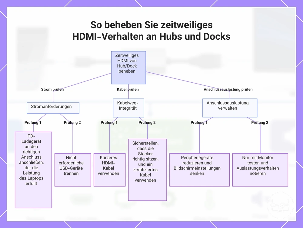So beheben Sie zeitweiliges HDMI-Verhalten an Hubs und Docks
