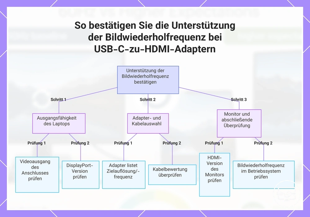 So bestätigen Sie die Unterstützung der Bildwiederholfrequenz bei USB-C-zu-HDMI-Adaptern