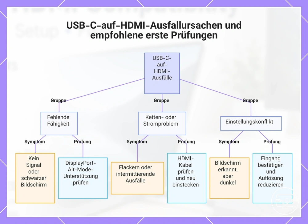 USB-C-auf-HDMI-Ausfallursachen und empfohlene erste Prüfungen