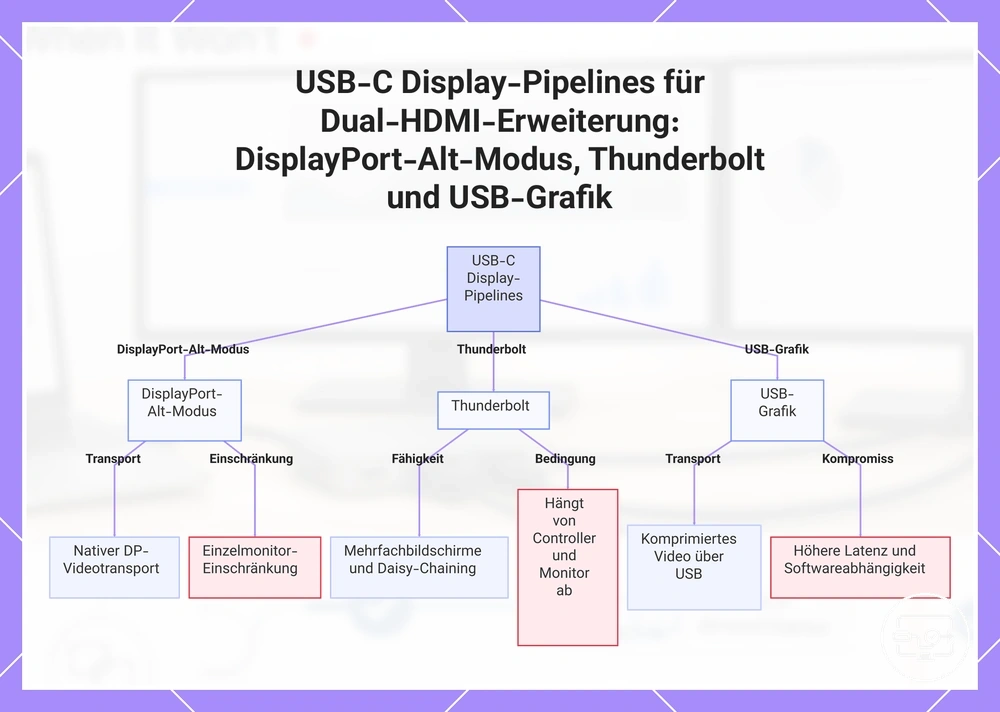USB-C Display-Pipelines für Dual-HDMI-Erweiterung: DisplayPort-Alt-Modus, Thunderbolt und USB-Grafik