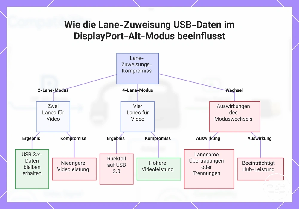 Wie die Lane-Zuweisung USB-Daten im DisplayPort-Alt-Modus beeinflusst
