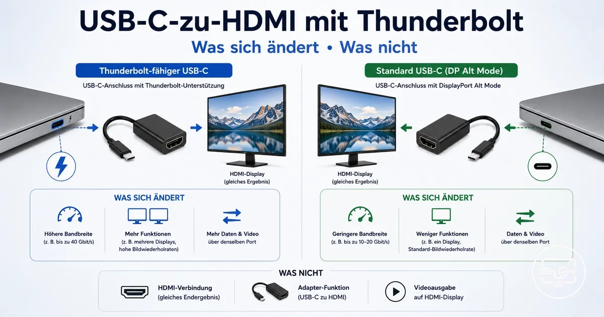Vergleich der USB-C-zu-HDMI-Kompatibilität: Thunderbolt gegenüber normalem USB-C