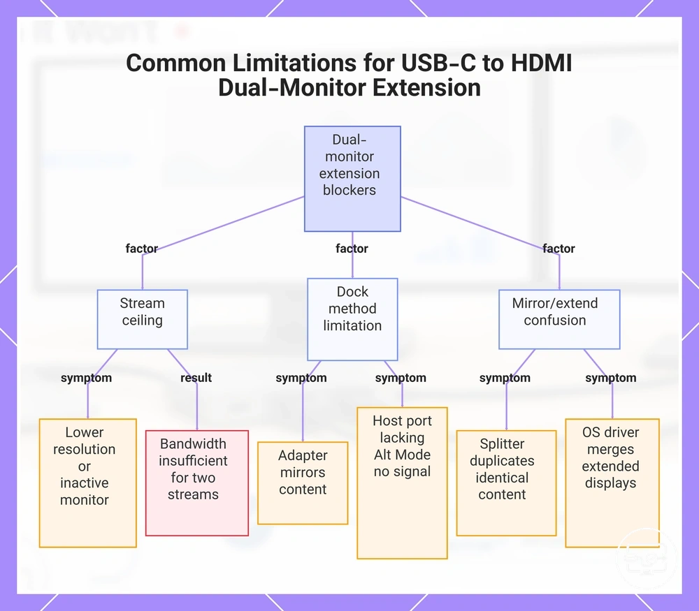 Common Limitations for USB-C to HDMI Dual-Monitor Extension