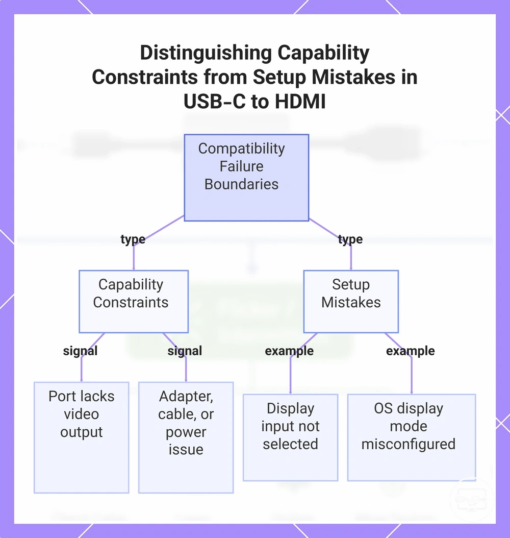 Distinguishing Capability Constraints from Setup Mistakes in USB-C to HDMI