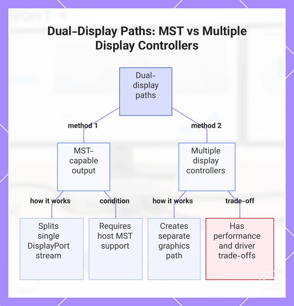 Dual-Display Paths: MST vs Multiple Display Controllers
