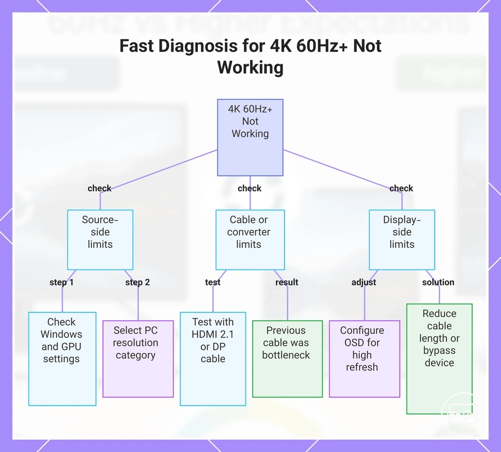 Fast Diagnosis for 4K 60Hz+ Not Working