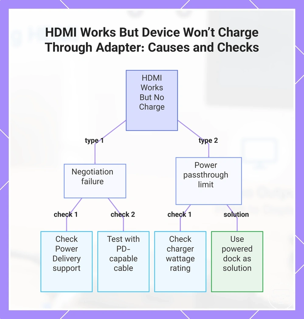 HDMI Works But Device Won’t Charge Through Adapter: Causes and Checks