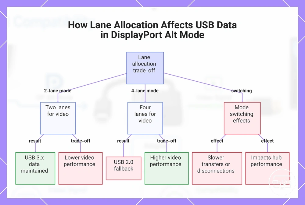 How Lane Allocation Affects USB Data in DisplayPort Alt Mode