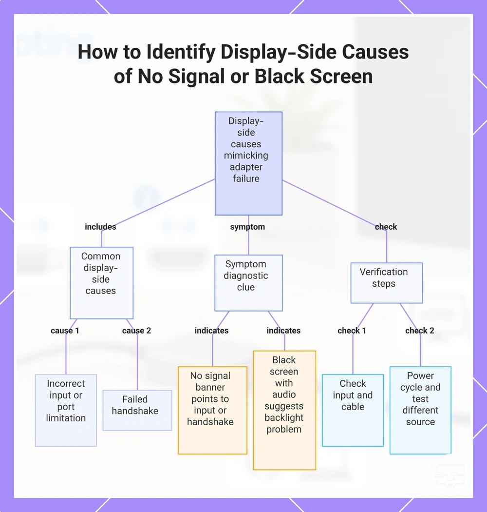 How to Identify Display-Side Causes of No Signal or Black Screen
