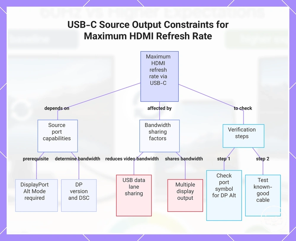 USB-C Source Output Constraints for Maximum HDMI Refresh Rate