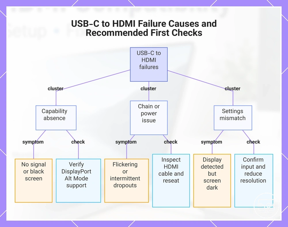 USB-C to HDMI Failure Causes and Recommended First Checks