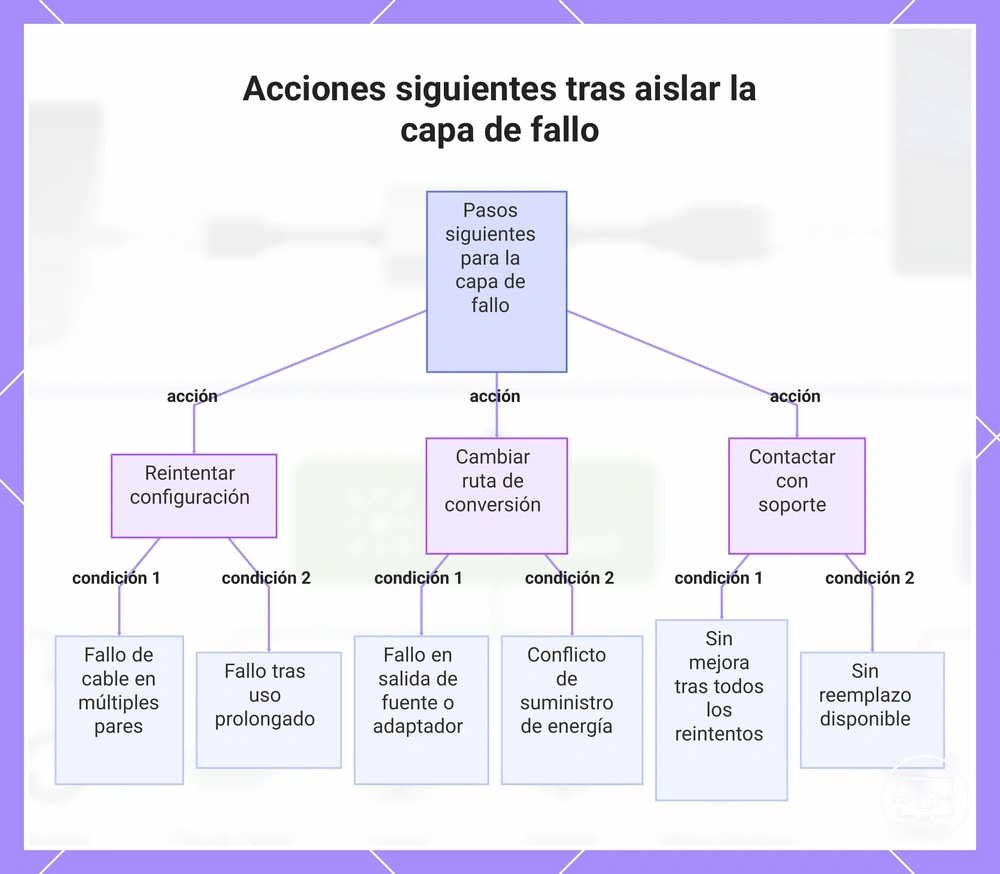 Acciones siguientes tras aislar la capa de fallo