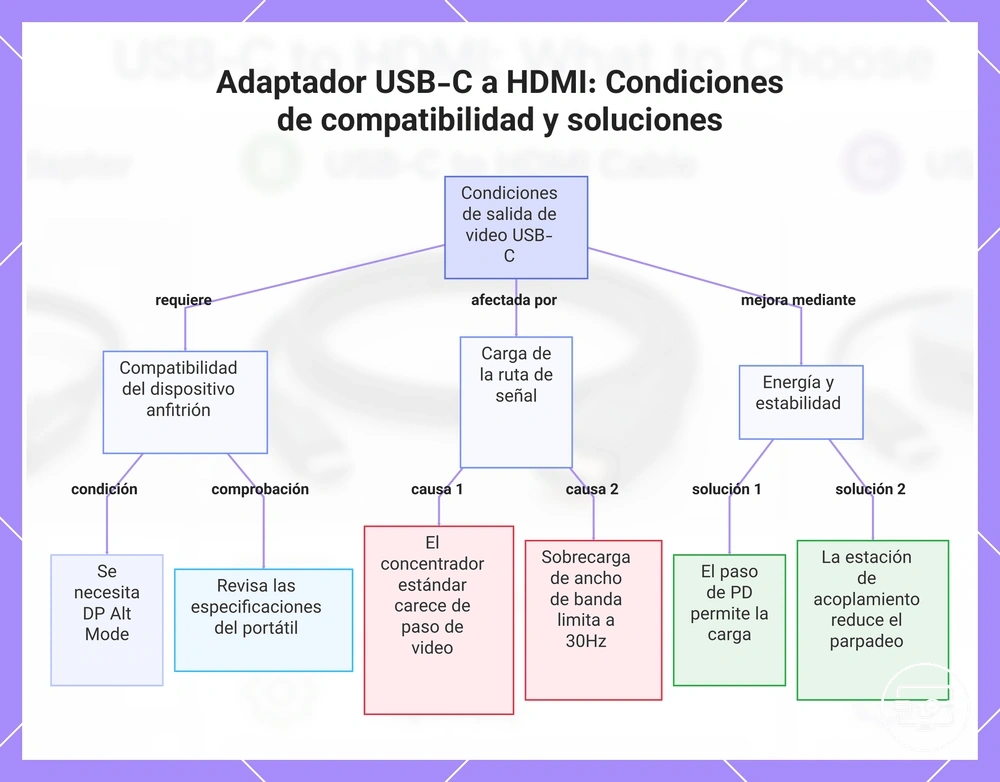 Adaptador USB-C a HDMI: Condiciones de compatibilidad y soluciones