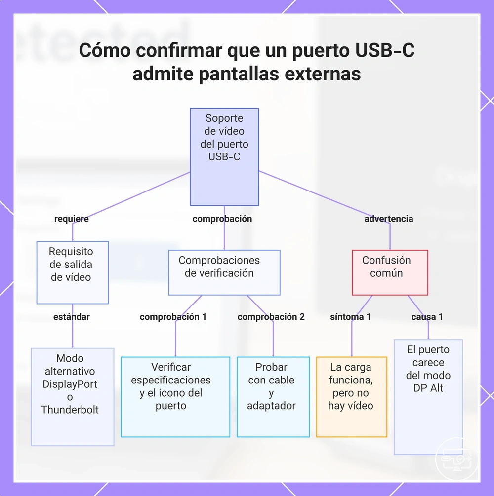 Cómo confirmar que un puerto USB-C admite pantallas externas