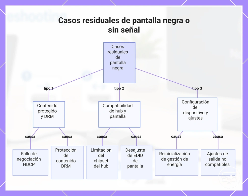 Casos residuales de pantalla negra o sin señal