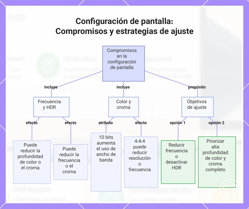 Configuración de pantalla: Compromisos y estrategias de ajuste