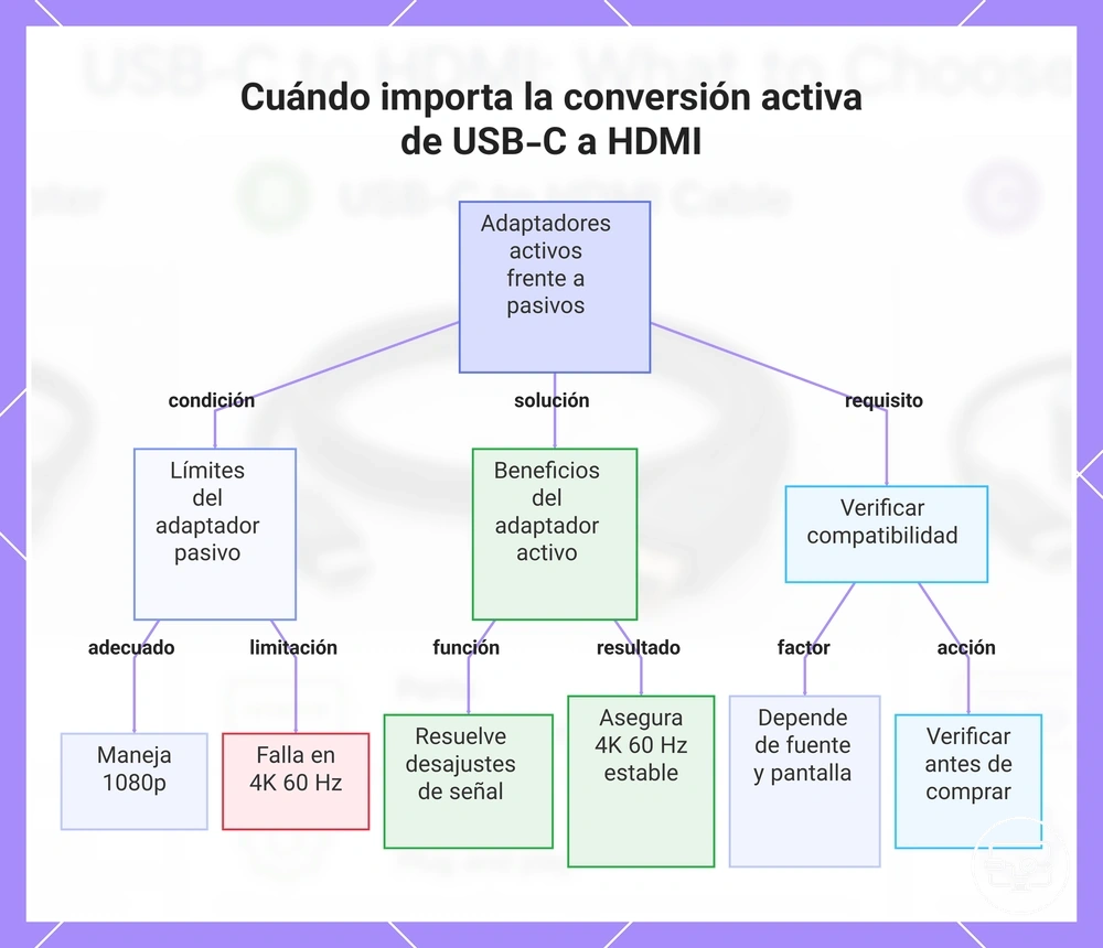 Cuándo importa la conversión activa de USB-C a HDMI