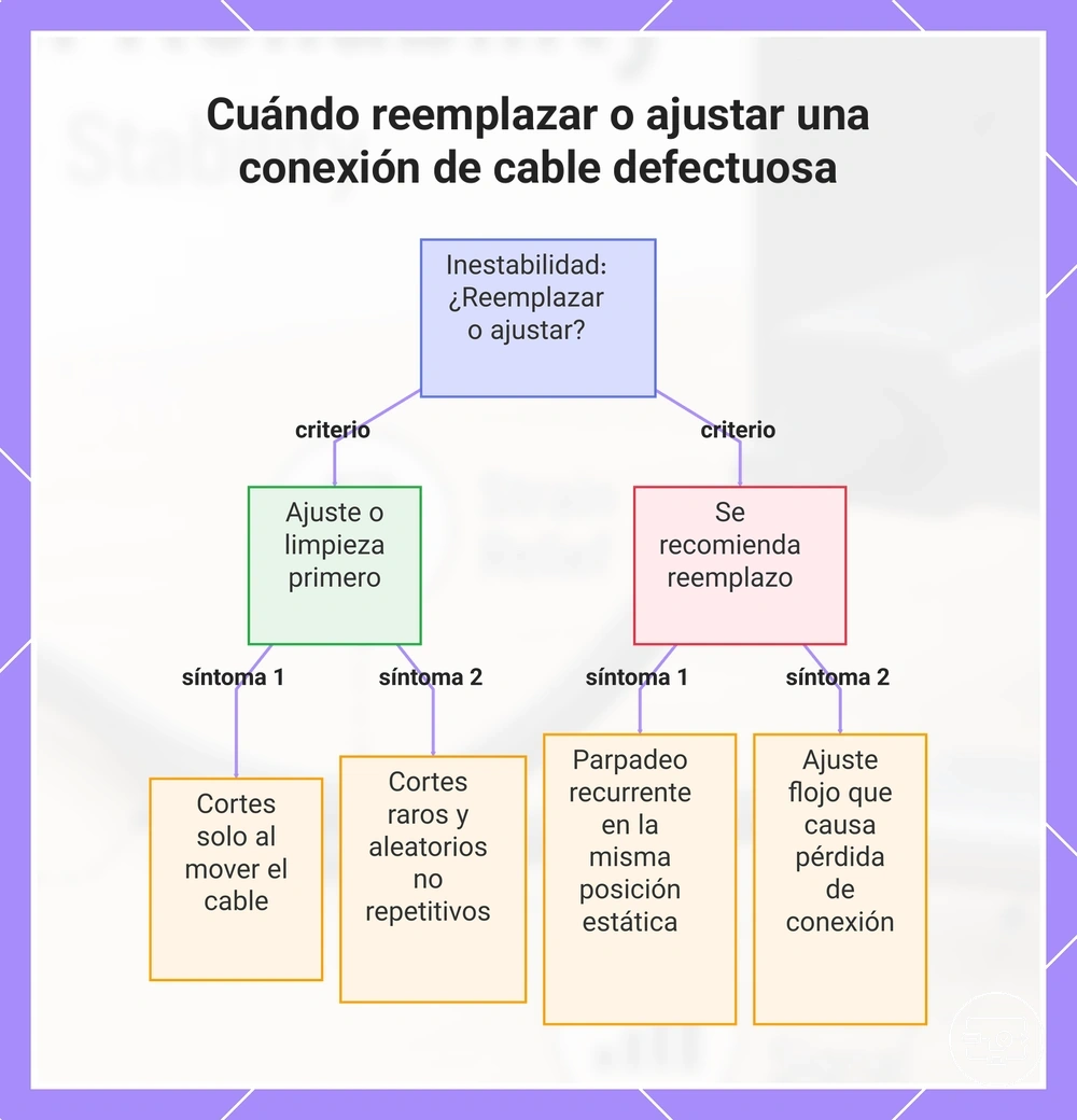 Cuándo reemplazar o ajustar una conexión de cable defectuosa