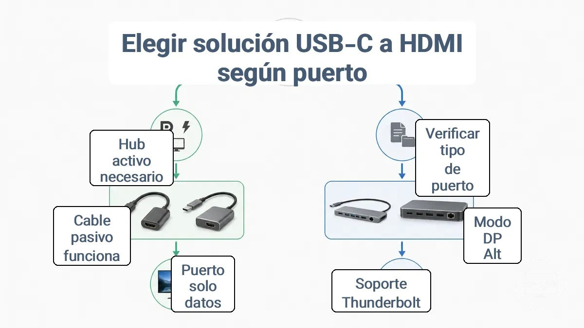 Árbol de decisión: la capacidad del puerto determina el tipo de solución para la conectividad USB-C a HDMI