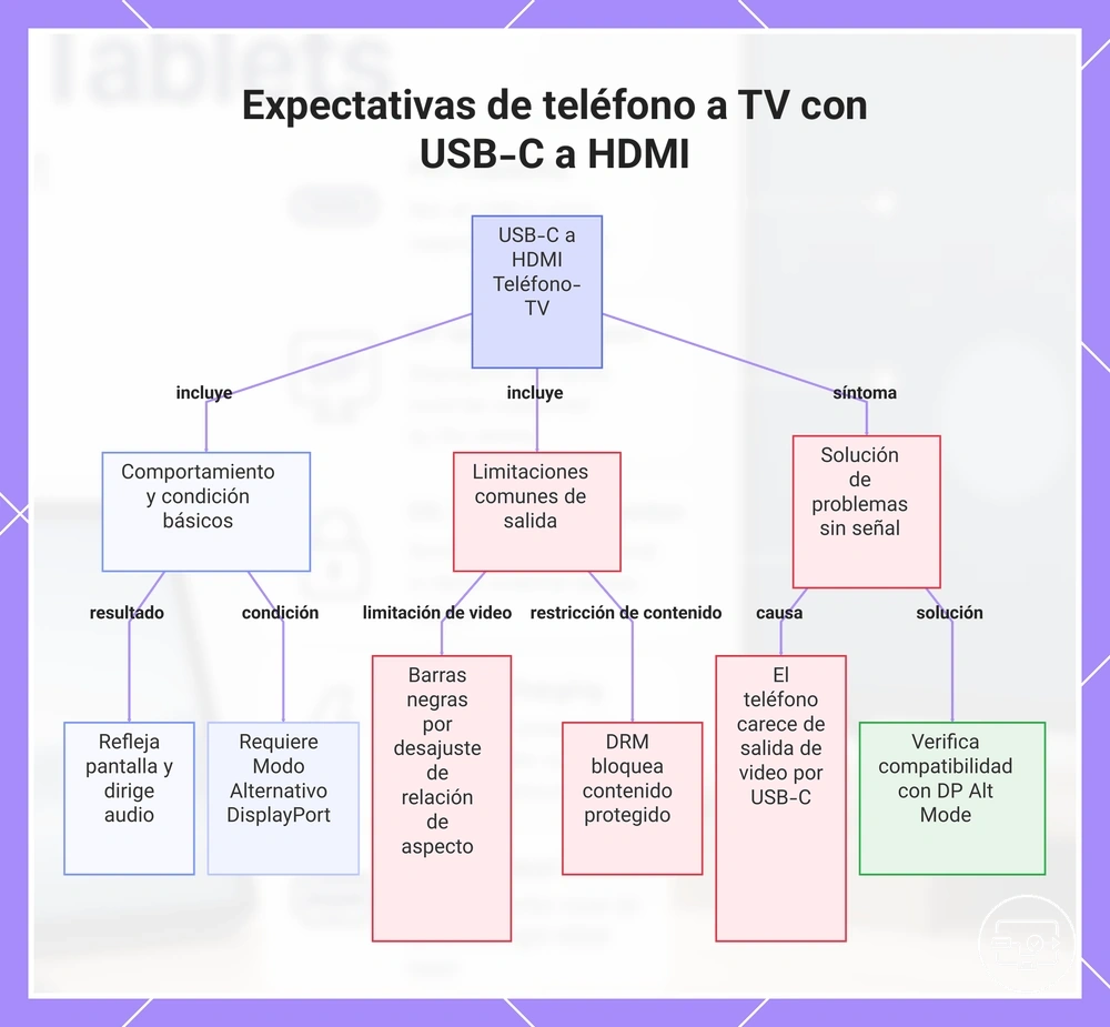 Expectativas de teléfono a TV con USB-C a HDMI