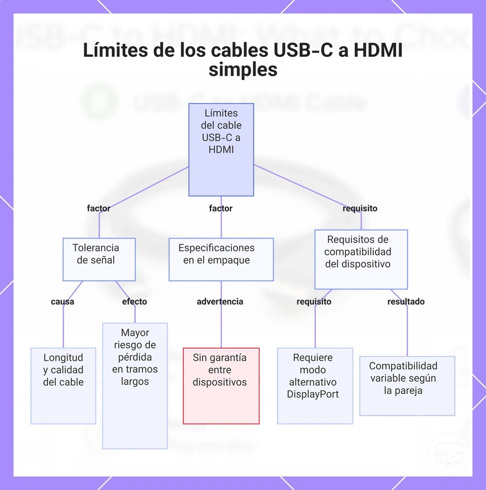 Límites de los cables USB-C a HDMI simples