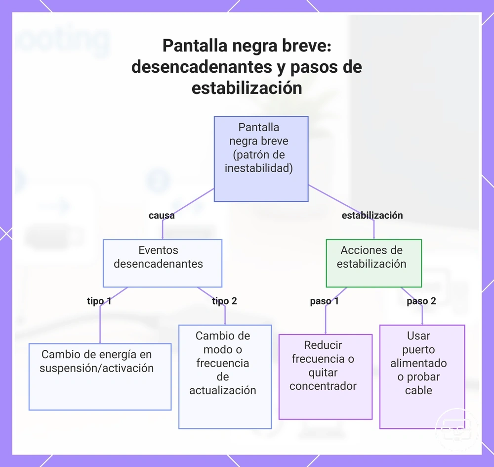 Pantalla negra breve: desencadenantes y pasos de estabilización