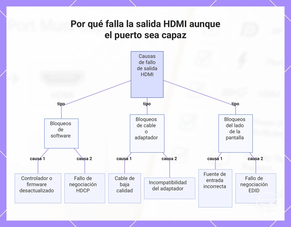 Por qué falla la salida HDMI aunque el puerto sea capaz