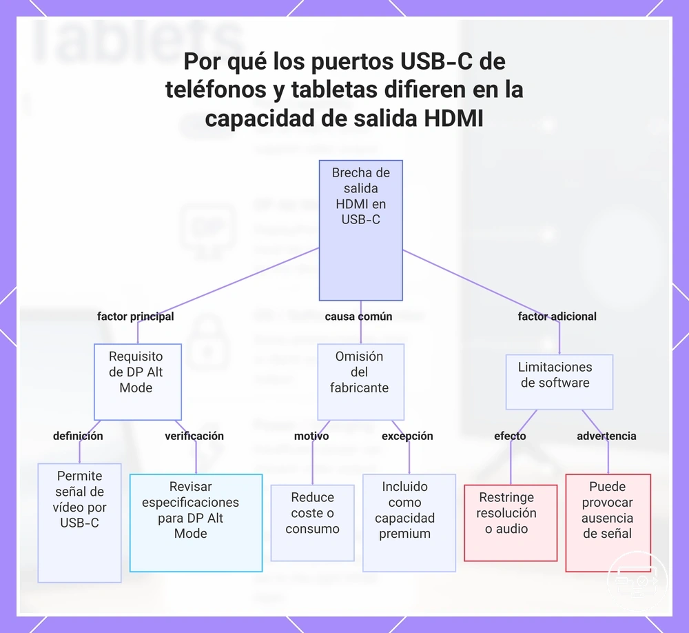 Por qué los puertos USB-C de teléfonos y tabletas difieren en la capacidad de salida HDMI