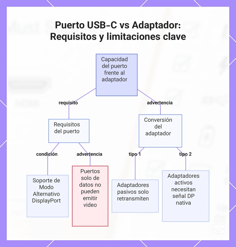 Puerto USB-C vs Adaptador: Requisitos y limitaciones clave