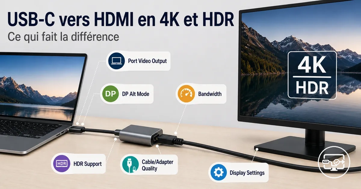 Compatibilité USB-C vers HDMI en 4K et HDR avec exigences de performance