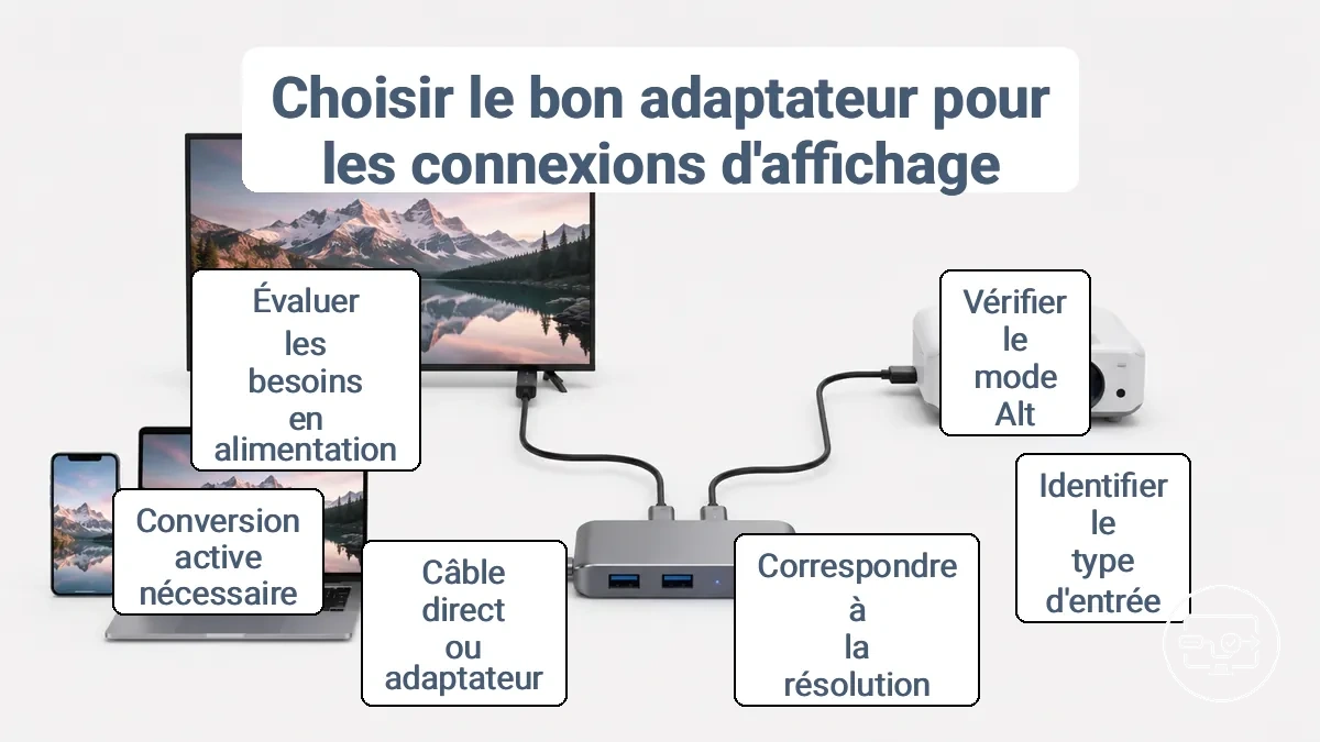 Choisir adaptateur cable hub connexions televiseur videoprojecteur