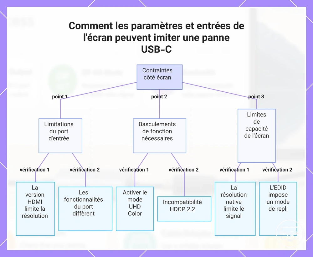 Comment les paramètres et entrées de l'écran peuvent imiter une panne USB-C