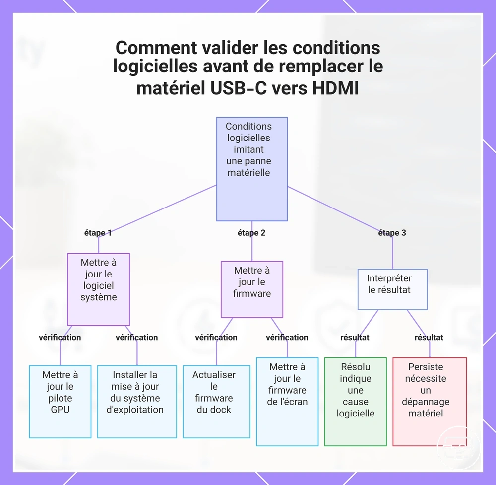 Comment valider les conditions logicielles avant de remplacer le matériel USB-C vers HDMI