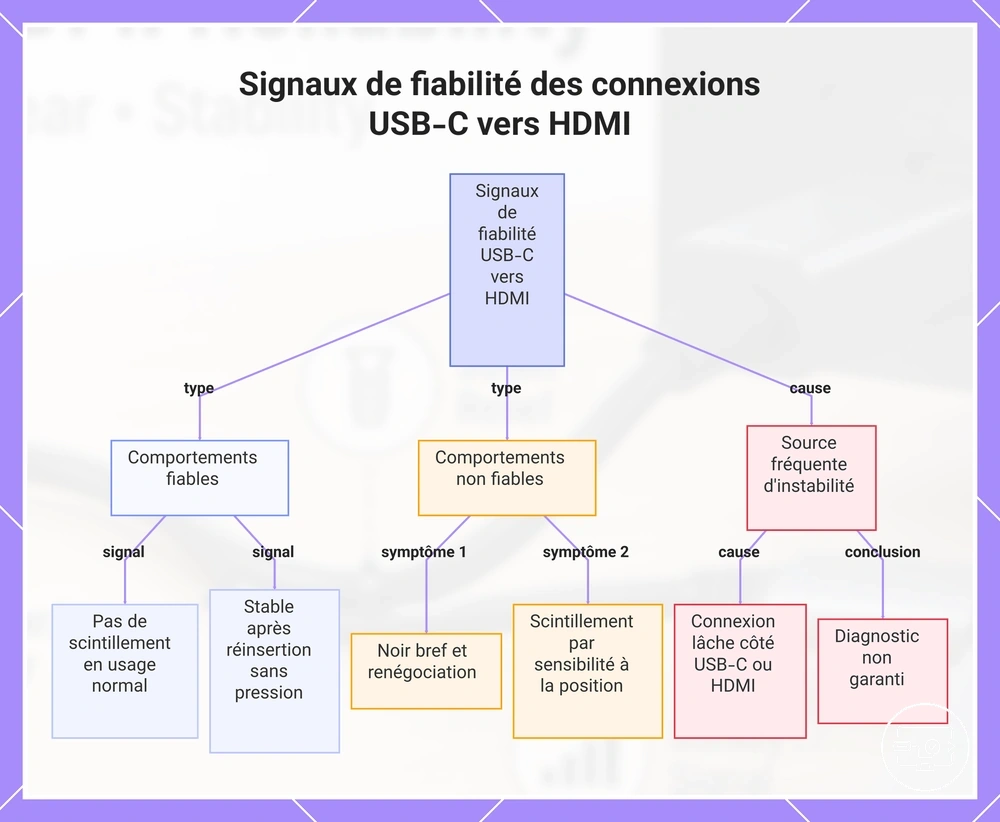 Signaux de fiabilité des connexions USB-C vers HDMI