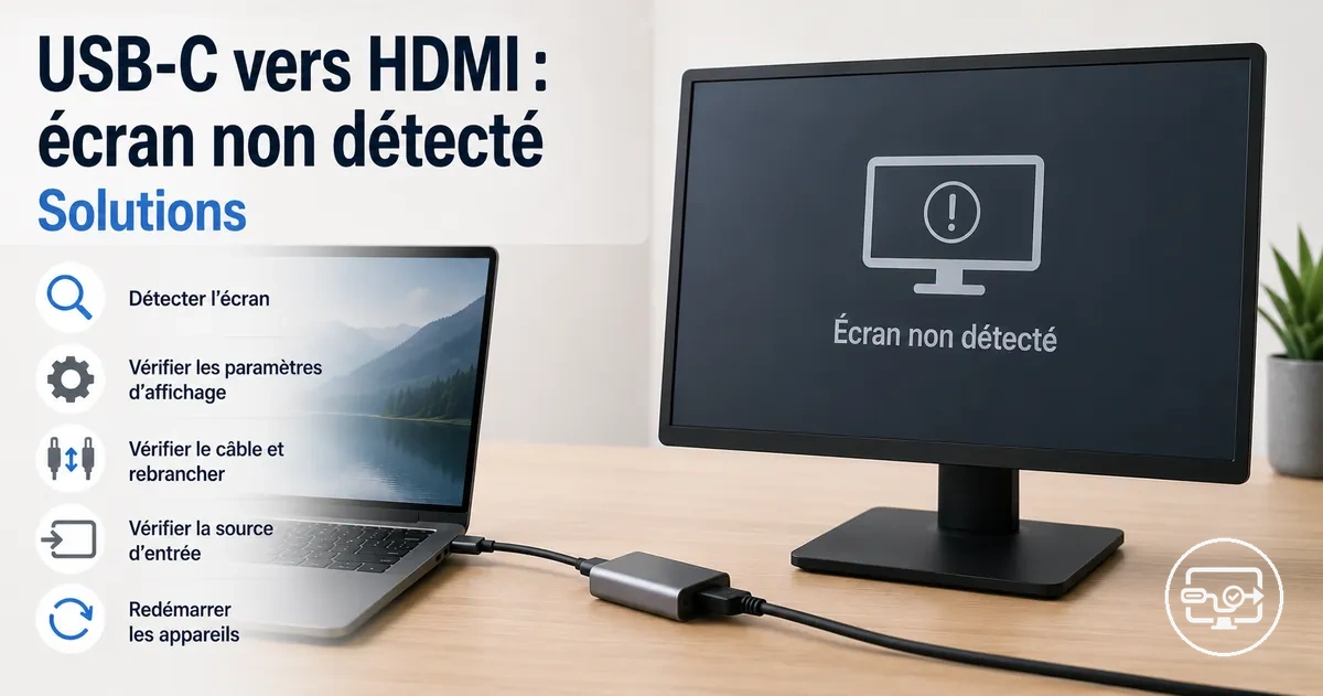 Dépannage USB-C vers HDMI quand l’écran n’est pas détecté : reconnaissance et réglages