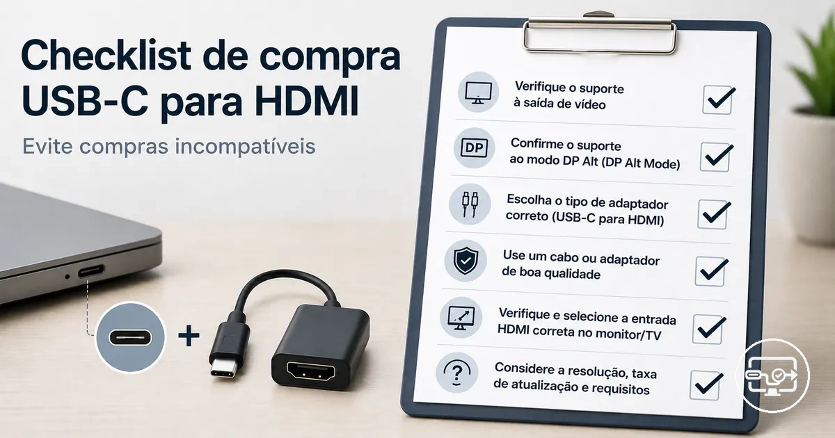 Checklist de compra para compatibilidade USB-C para HDMI e para evitar adaptadores incompatíveis