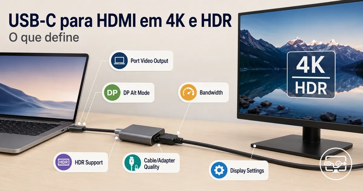Compatibilidade USB-C para HDMI em 4K e HDR com requisitos de desempenho