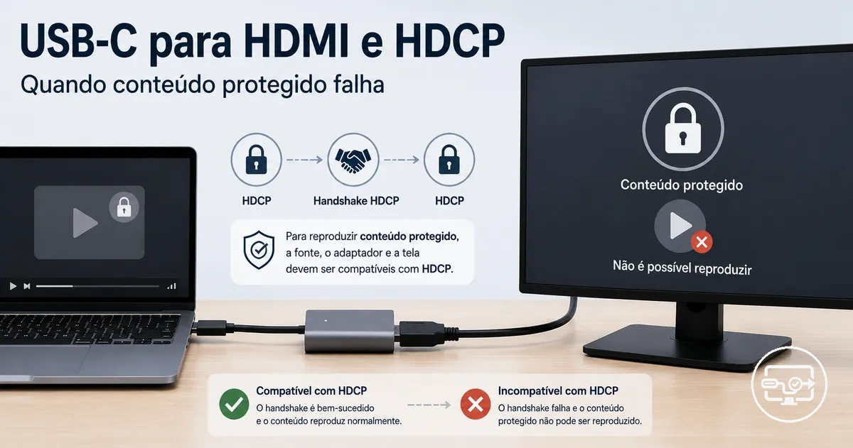 Compatibilidade USB-C para HDMI com HDCP em reprodução de conteúdo protegido