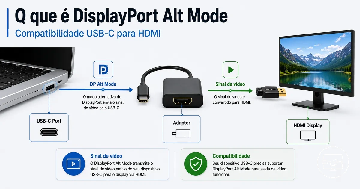 Explicação do DisplayPort Alt Mode para compatibilidade USB-C para HDMI